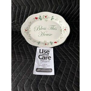 Pfaltzgraff Winterberry Christmas Bless This House Serving Plate